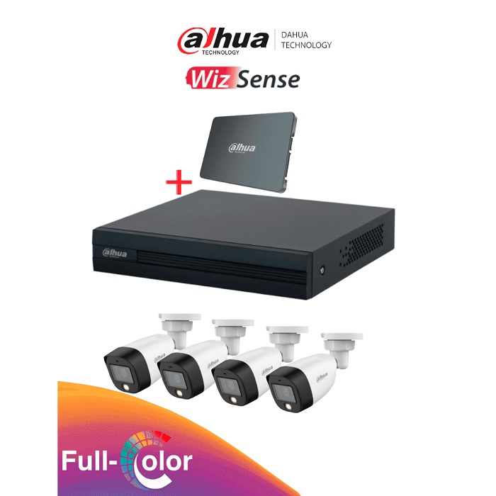 Kit Videovigilancia Dahua DH-XVR1B04-I 4 Cámaras Full Color SSD 512GB
