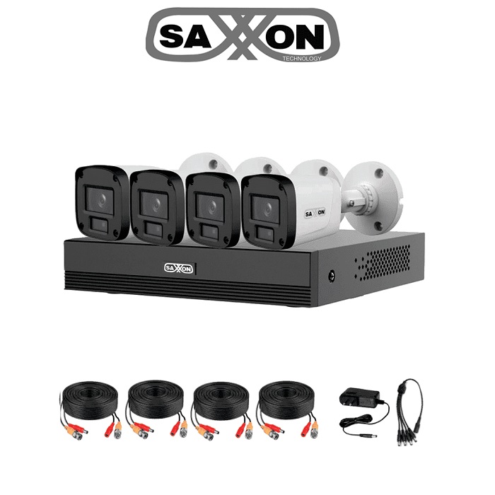 Kit Videovigilancia Saxxon SUA-KIT/XVR1E04-I/4-B20P-0280B 4 Cámaras 1080p HDCVI