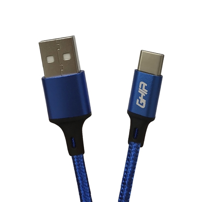 Cable USB tipo C 1mt nylon azul GHIA (GAC-192A)