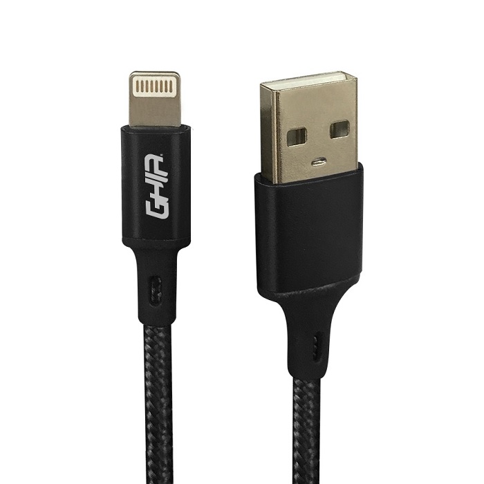 Cable USB a Lightning 1mt GHIA (GAC-193N) nylon negro