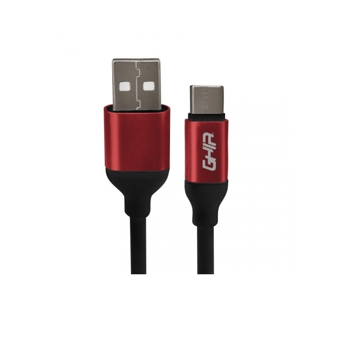 Cable USB tipo C 1mt Negro/Rojo Ghia (GAC-195N)