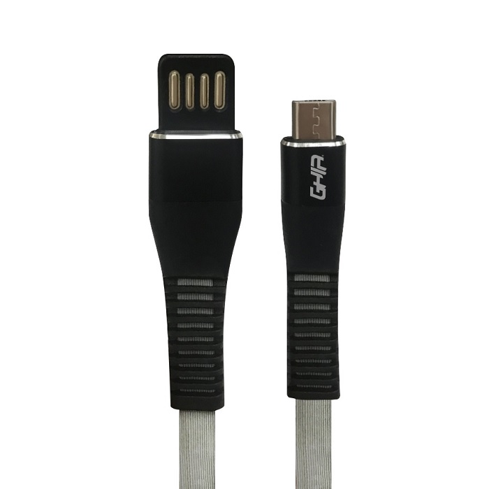 Cable USB a Micro USB 1mt GHIA (GAC-200NG) cable plano plast