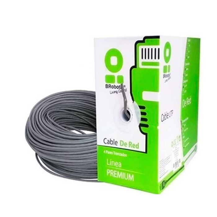 Bobina de cable UTp Cat5e 100mts BRobotix color gris 400052G