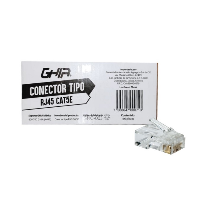 Conector/Plug RJ45 Cat. 5e GHIA (GNC-003)