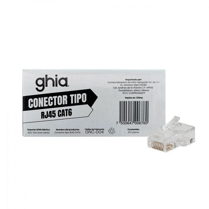 Conector/Plug RJ45 Cat. 6 GHIA (GNC-004)