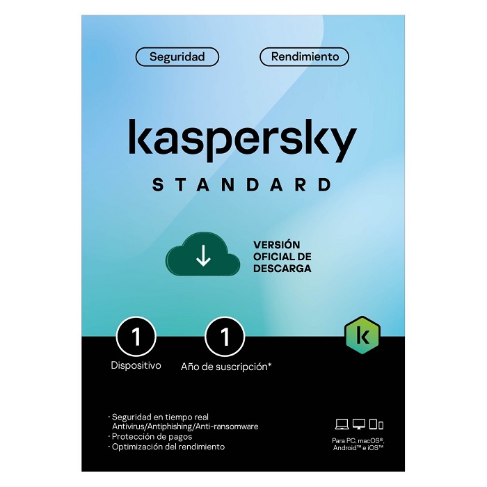 Software Kaspersky Antivirus Standard 1Dispositivo 1AÃ±o ESD