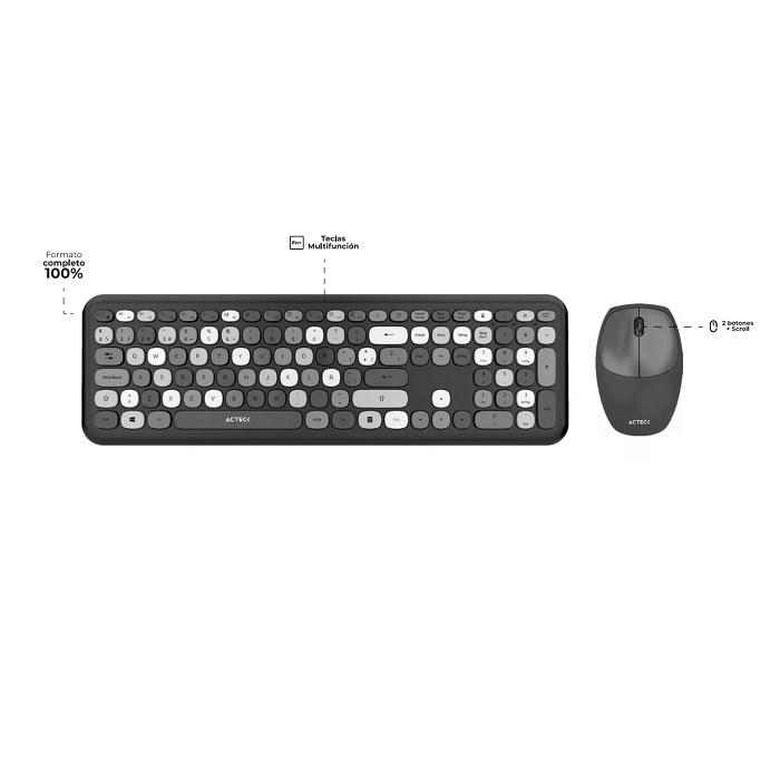 Kit Teclado y Mouse Acteck Creator CHIC MK475 inalambrico