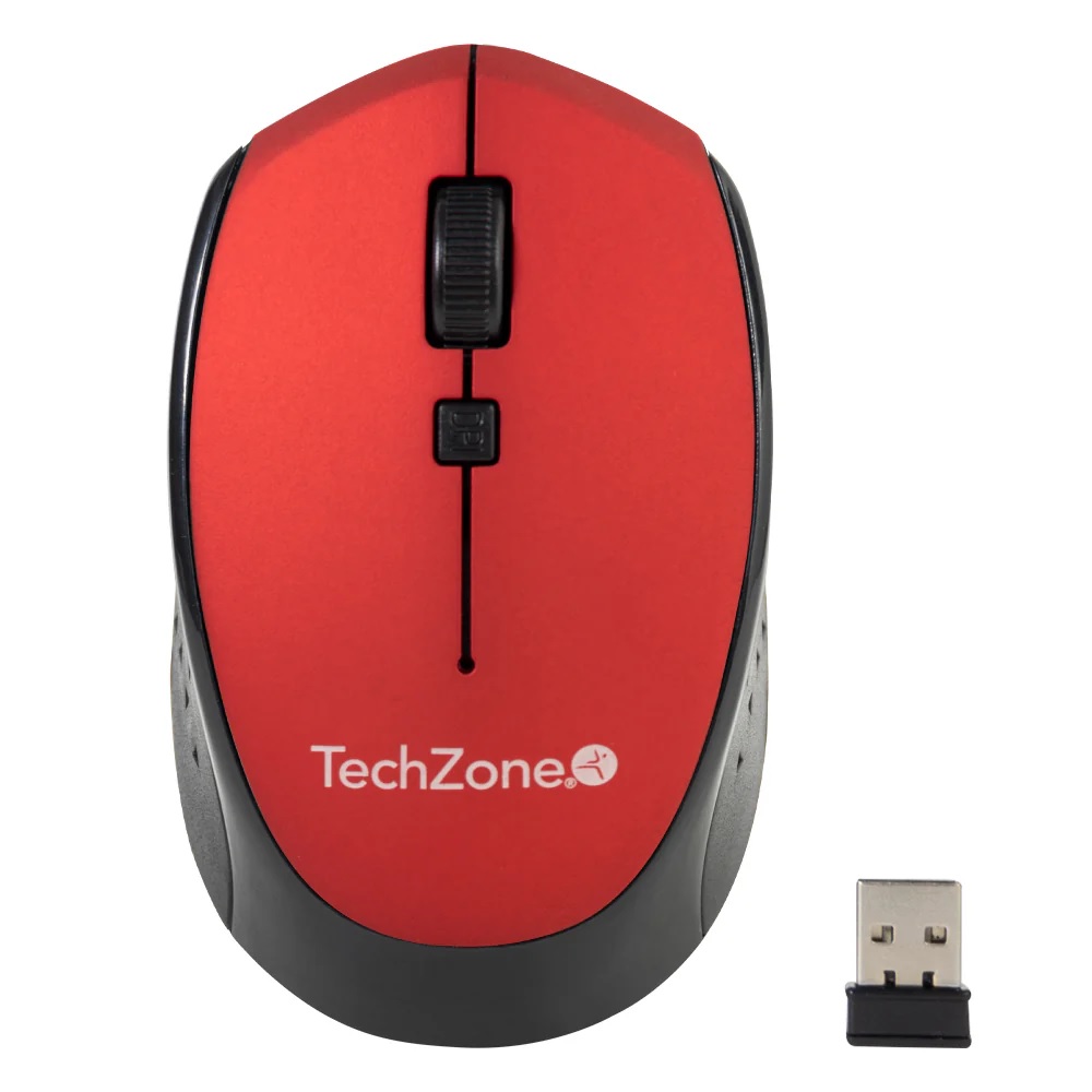 Mouse TechZone Inalambrico USB Botones Rojo