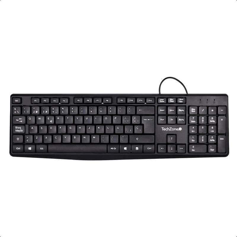 Teclado TechZone Alambrico USB negro estandar