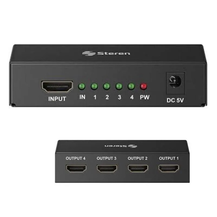 Divisor c/amplificador  HDMI 4K 4 salidas Steren (BOS-404)