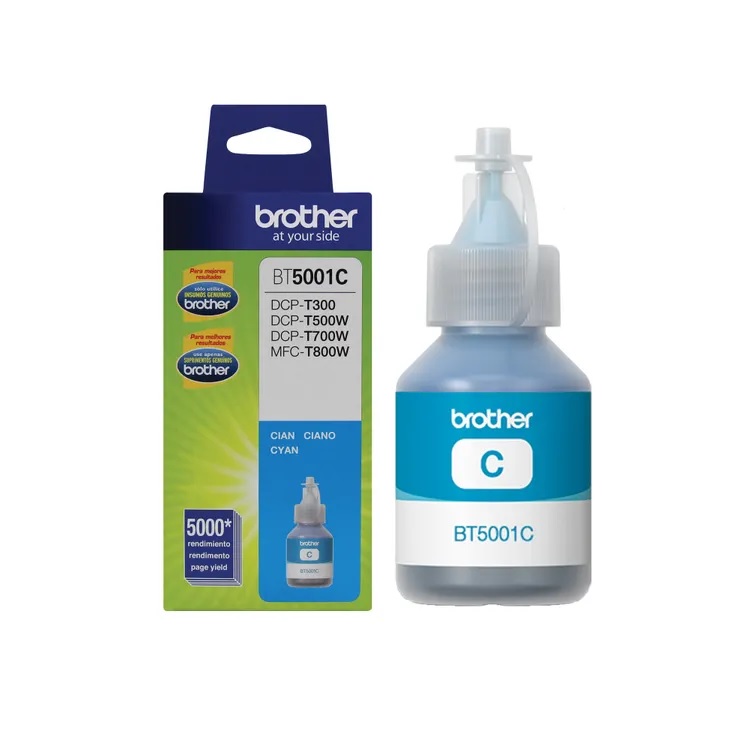 Botella de tinta Brother Cyan (BT5001C) p/DCP-T300/T500W/T70