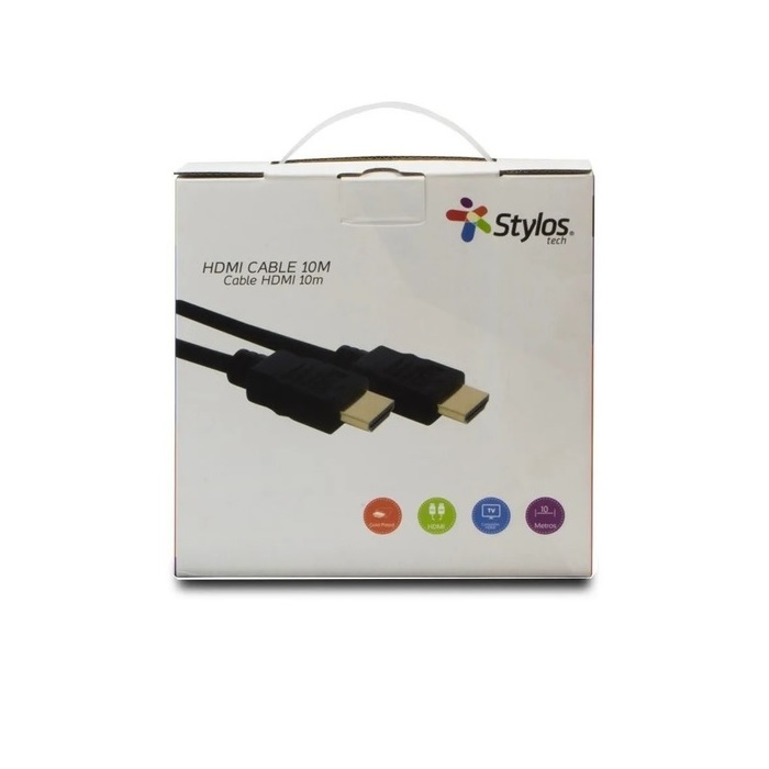 Cable HDMI Stylos STACHD12905018 10 Metros Conectores Bañados Oro