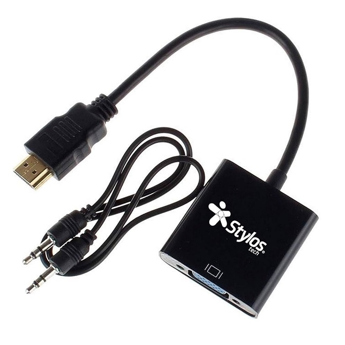 Adaptador HDMI a VGA Stylos STACHV1B Audio 3.5mm Cable 15cm
