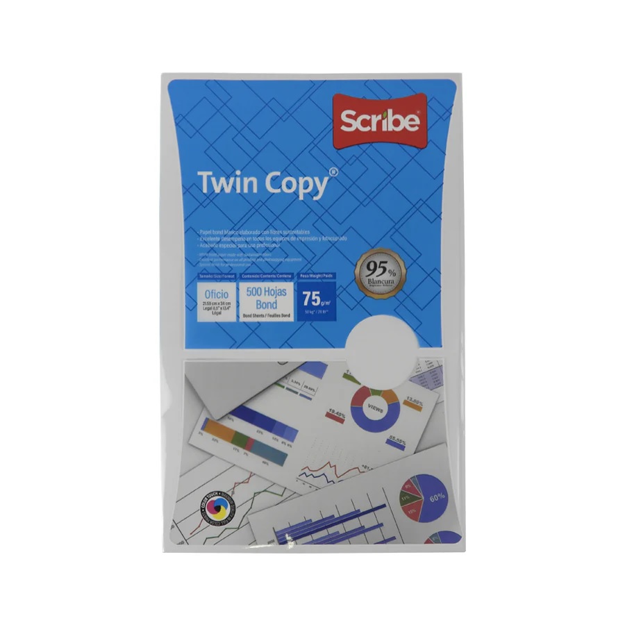 Papel Bond Scribe Carta 75 gramos Paquete 500 Hojas Blanco