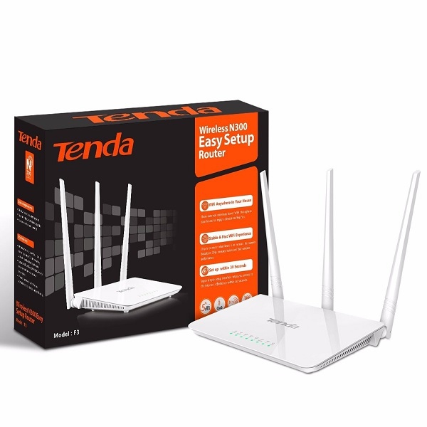 Ruteador Tenda N300 F3 Inalámbrico WiFi 300Mbps 3 Antenas Externas