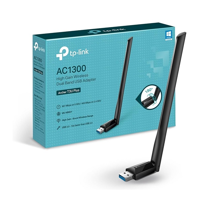 Adaptador De Red TP-Link Archer T4U USB AC1300 Banda Dual 1300Mbps