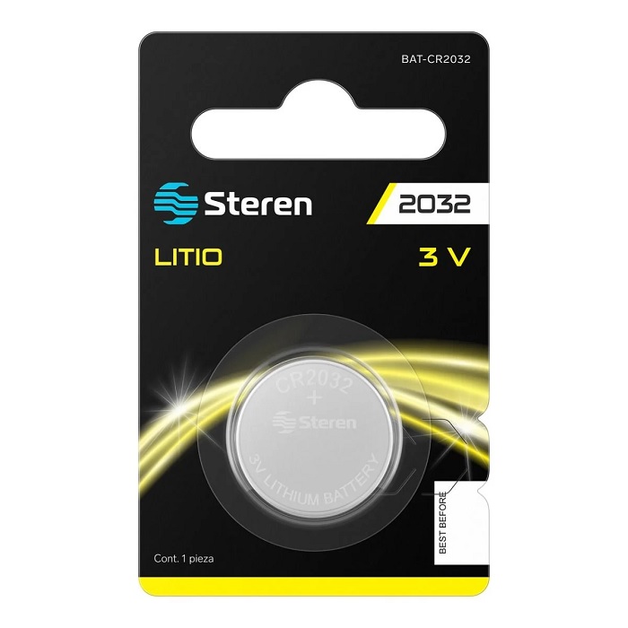 Batería Botón Steren CR2032 3V Litio Paquete 6 Piezas