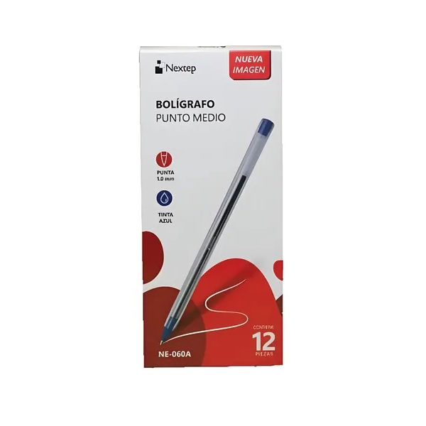 Bolígrafo Nextep NE-060A Punta 1mm Azul Caja 12 Piezas