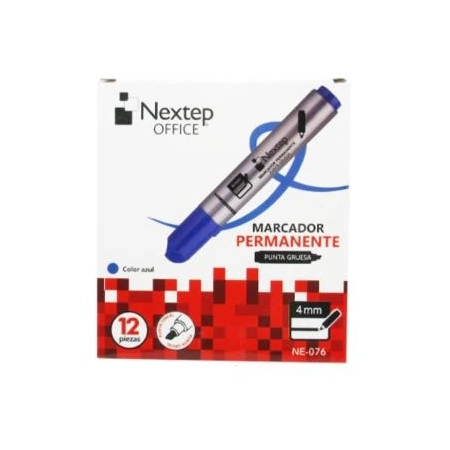 Marcador Permanente Nextep Punta Cincel 4mm Azul Paquete 12 Piezas
